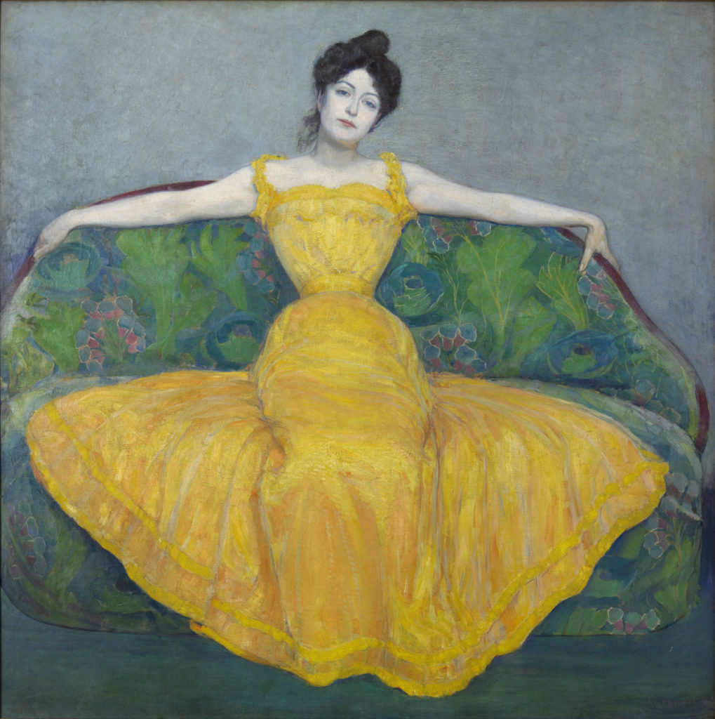 6.マクシミリアン・クルツヴァイル《黄色いドレスの女性（画家の妻）》